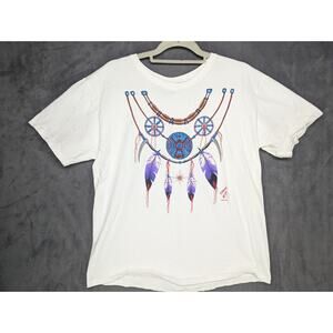 Vintage Hanes Her Way Feather Necklace Native American Large White NOS